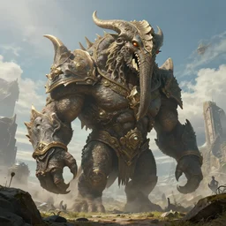 highly detailed portrait photo of a huge mûmakil-mannoroth, in a scenic dystopian environment, hyperrealistic Illustration