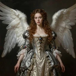 angel knight gothic girl, baroque dress. by william henry hunt