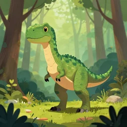 an illustration of a post - dinosaur br in the woods, trending on artstation, central composition, very cartoon, shape focus, high detailed, by anton fadeev 6 h