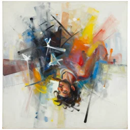 an abstract painting of the upside down. random artist.