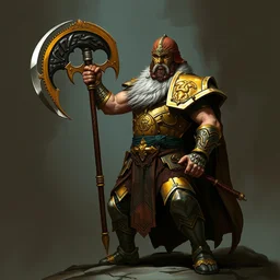 perfect warrior with golden plates and a halberd, dnd illustration by jeff easley and dan mumford, character concept trending on artstation