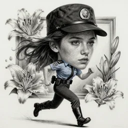 security guard girl run, lily frame, art by ilya kuvshinov, rossdraws, sharp focus, art by wlop and artgerm, extreme detail, detailed drawing, hyper detailed face, mohrbacher, featured on artstation, octane render,, 8 k