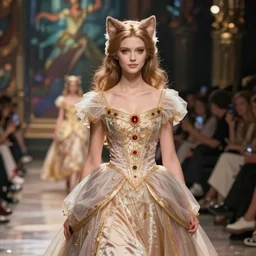 extraordinary sensual fairytale princess dress model with lovely detailed face catwalk, epic scene unreal render depth of focus blur hyperrealistic detail Star Wars mucha Alice Tim burton fantasy art behance