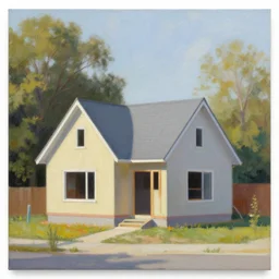a small suburban house under construction. beautiful painting by artgerm and greg rutkowski