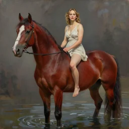 jennifer lawrence in the style of bathing the red horse by petrov vodkin, oil painting, digital painting, concept art, smooth, sharp focus, illustration by william - adolphe bouguerea, paolo roversi, atmospheric, 8 k