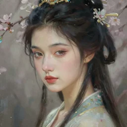 portrait of a graceful spring goddess, enigmatic beauty, esoteric, muted colors, head in focus, spring aesthetics, intricate details, elegant, highly detailed, hyperrealistic painting, artstation, concept art, painterly, sharp focus, illustration, art by ive freya and masha kurbatova