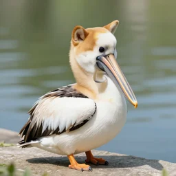 a cute adorable animal hybrid shiba innu pelican