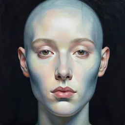 cybernetically enhanced face, portrait by jenny saville