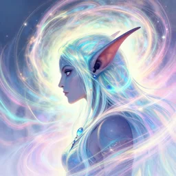 side profile, draenei, gloomhaven, luminescent, colorful swirly magic ripples, pastel colors, by greg manchess, huang guangjian, gil elvgren, sachin teng, greg rutkowski, jesper ejsing, ilya kuvshinov