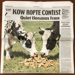 cow pie eating contest, newspaper photograph