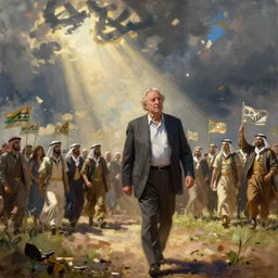 Painting of Larry David leading the Great Arab Revolt