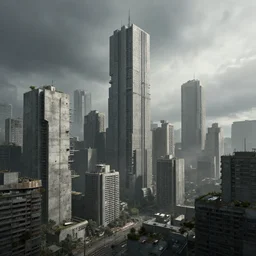 dystopian concrete megacity, depressing, artstation