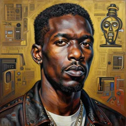 extremely highly detailed hi-res majestic painting of an black strong african man by jean-michel basquiat, , 4k insanely detailed and intricate