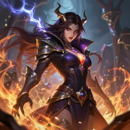 beautiful necromancer with fire and thunder, attarctive face, anime key visual, highly detailed, sharp focus, concept art, league of legends, style by shumolly and monable and artgerm and greg rutkowski and zeronis and pilyeon and ruan jia