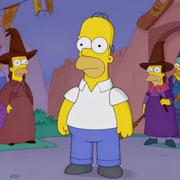 Homer Simpson at the Salem witch trials, screenshot from The Simpsons