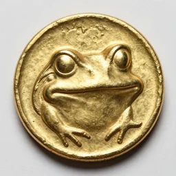 an ancient greek gold coin with the winking frog face, smiling, close up photo, ultra realistic, studio photo, bokeh, 4 k, hd, centered