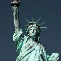 scarlett johanson as the statue of liberty, photo realistic, octane render, artstation,