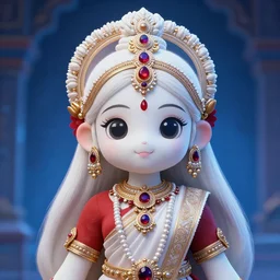 portrait of a cute kawaii white hindu girl wearing intricate hindu accessories and clothes by greg rutkowski, by studio ghibli, digital art, blue lighting trending on artstation, hd, 8 k, highly detailed, good lighting, beautiful, epic, masterpiece