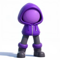 a cartoony purple hooded figure with thicc legs wearing grey leggings as a fortnite skin, 8 k resolution