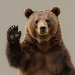 illustration of a bear waving to the camera, realistic painting, classical painting, high definition, digital art, matte painting, very detailed, realistic
