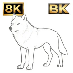 professional but simple line art of a wolf, outline, high quality, HD, 8K, award-winning
