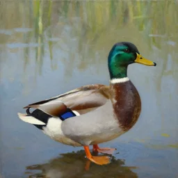 a duck on the prowl oil painting morteza katouzian