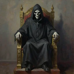 a chris moore painting of the grim reaper on his throne