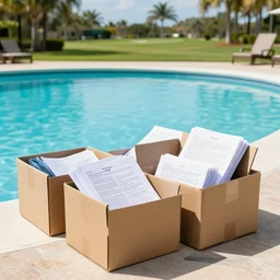 “ imagine cardboard boxes full of papers by the pool at a florida country club, ap, news photo ”