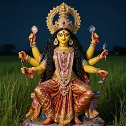 detailed hindu goddess kaali, night, field, highly detailed