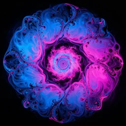 beautiful colorful liquid art, neon blue and pink colors, contrast with black, gradient, fractals, syd mead