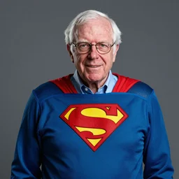 Portrait of Bernie Sanders as Superman, studio lighting, model, HDR, 24MP, trending on artstation