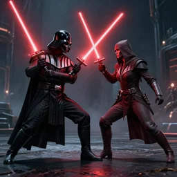 darth bane fighting darth revan, red lightsabers