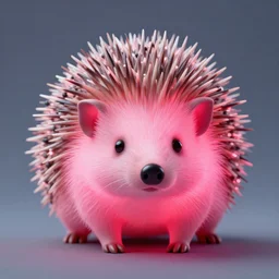 glowing pink hedgehog. studio photography, depth of field, matte painting.