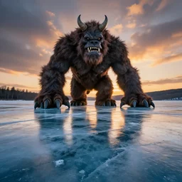 amazing landscape photo of A  monster trapped under the ice transparent frozen lake at sunset by marc adamus beautiful dramatic lighting