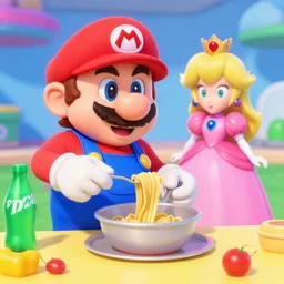 super mario in everyday clothes cooking pasta for princess peach, sprite, vaporwave nostalgia, directed by beat takeshi, visual novel cg, 8 0 s anime vibe, kimagure orange road, maison ikkoku, sketch by akira toriyama