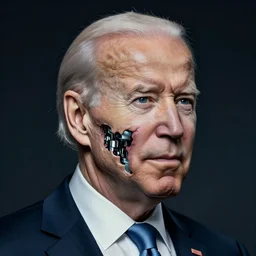 terrifying, surreal portrait of joe biden with face sloughing off to reveal robot underneath l by j. c. leyendecker, bosch, william blake, stephen gammell, jon mcnaughton, and beksinski
