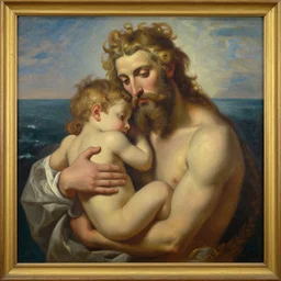 Poseidon\'s love affair, oil painting by Bruno Bruni