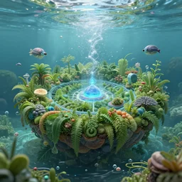 hyperrealistic artwork sustentability science water resmicrobiome technologies to disruptive creation sci cyberpunk nature! photography futures