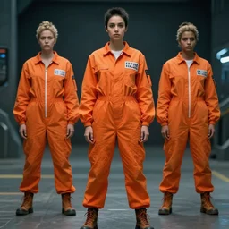 atiqah basic models female the - sci - fi - art - of - fred - palacio - 1 0 major motoko wearing an orange prison jumpsuit, medium full shot, sci fi, bladerunner, canon eos r 3, f / 1. 4, iso 2 0 0, 1 / 1 6 0 s, 8 k, raw, unedited