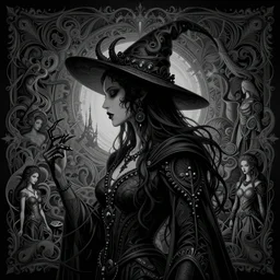 demonic satanic witch, highly detailed vfx side portrait, intricate detailed environment, global illumination, by james jean and moebius and artgerm and liam brazier and victo ngai and tristan eaton. detailed, vector art, digital illustration, concept art, 8 k, hdr