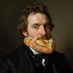 beautiful portrait half steve buscemi wearing sourdough bread, art by anders zorn, wonderful masterpiece by greg rutkowski, beautiful cinematic light, american romanticism thomas lawrence, greg rutkowski