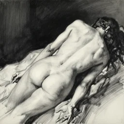 highly detailed oil painting of a body in foreshortened perspective, sharp focus, dramatic, dynamic lighting, elegant, dark atmosphere. masterpiece, by jenny saville, james jean, and phil hale. illustration, ink draw, pen