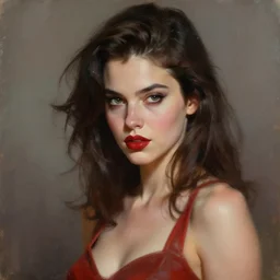 perfectly - portrait of a beautiful female killer character, 8 0 s vibe, intimate, highly detailed, digital painting, loose brush strokes, realistic shaded lighting, artstation, concept art, smooth, sharp focus, illustration, realism, oil painting, unreal engine 5, 8 k, art by peter mohrbacher and sam yang