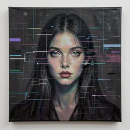 a gorgeous, fantastic, magic painting of a glitch in the matrix by michael kidd, sturm und drang, moebius, trending on artstation, artgerm, acrylic on canvas, muted colors, darker,!! low contrast!!, chillwave