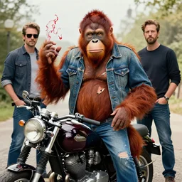motorcyclist gangmember ripped physique telekinesis man disguised as a orangutan whilst wearing a denim jacket leonardo da vinci jean sebastien rossbach jeff easley jen bartel staedtler