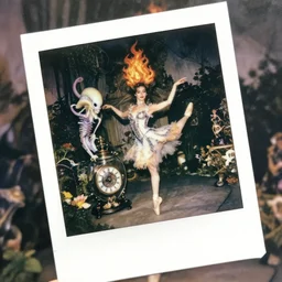 polaroid, 8 k, j. j abrams flare ; esoteric ultra realistic cthulhu in hublot ( 1 9 9 0 ) film still garden dance scene in frontiers in porcelain photography fashion magazine june seinen manga portrait edition, hyperrealistic real - life xenomorph holly herndon porcelain occult timepiece in victorian glass jar, pointe pose, eye contact, tilt shift wide shot zaha hadid background