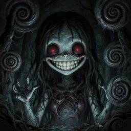 smiling creature, spirals junji ito, terrifying, nightmare fuel, horror, horrifying, scary,