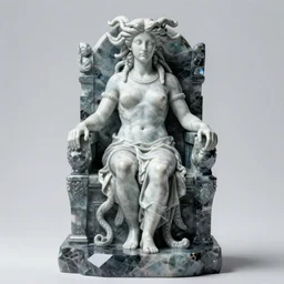 A portrait of Medusa standing on an obsidian throne. 4K HD Wallpaper. Premium Prints Available