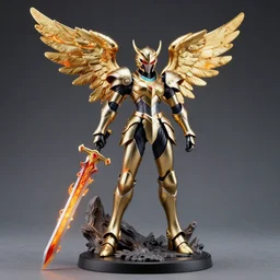 armored angel with a flaming sword, figurine