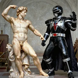 The Creation of Adam by Michelangelo but Adan is a power ranger and God is a deathstar